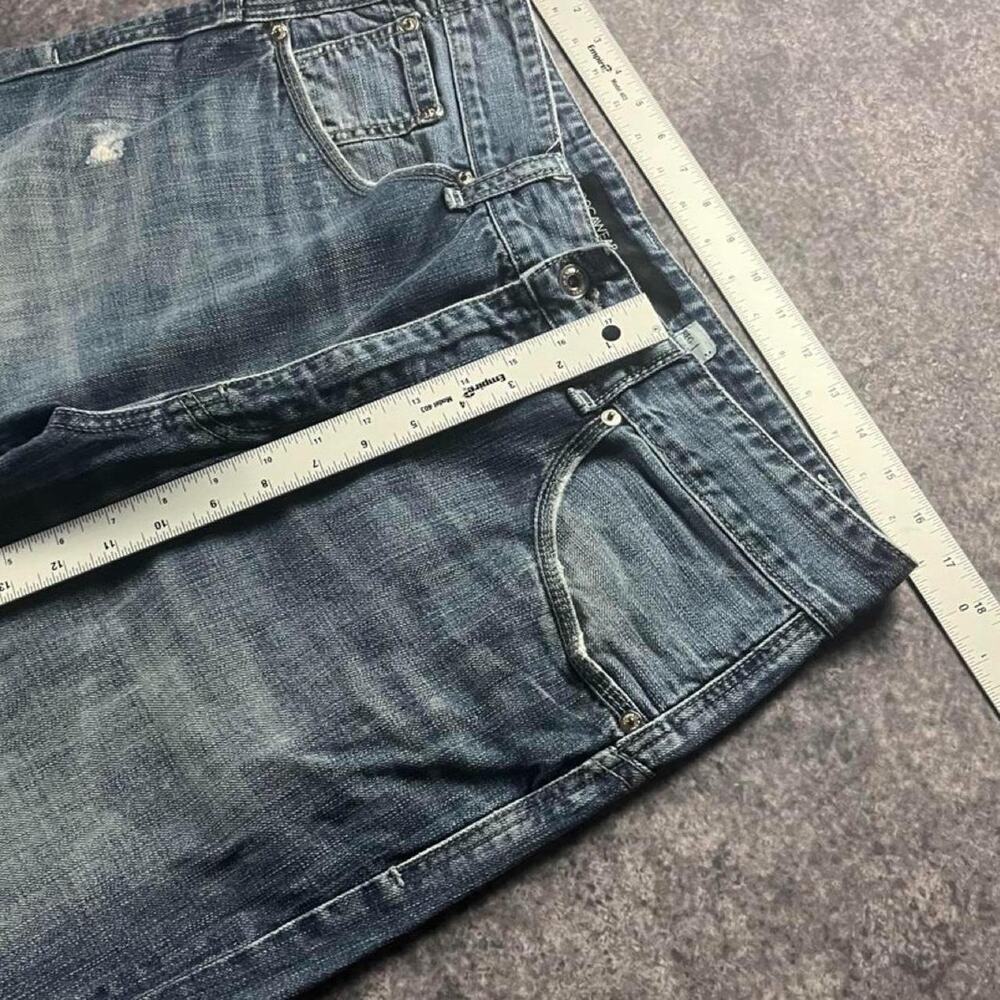 Vintage Y2K Rocawear Men’s Baggy Blue Jeans Hip Hop Distressed Denim - Picture 6 of 8